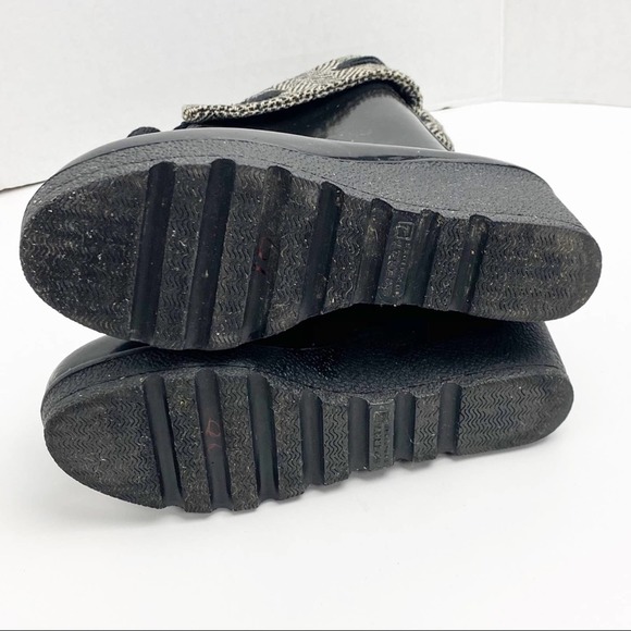 SPERRY Black Top Sider Herringbone Wedge Rain Boots, Size 7 - Picture 2 of 12